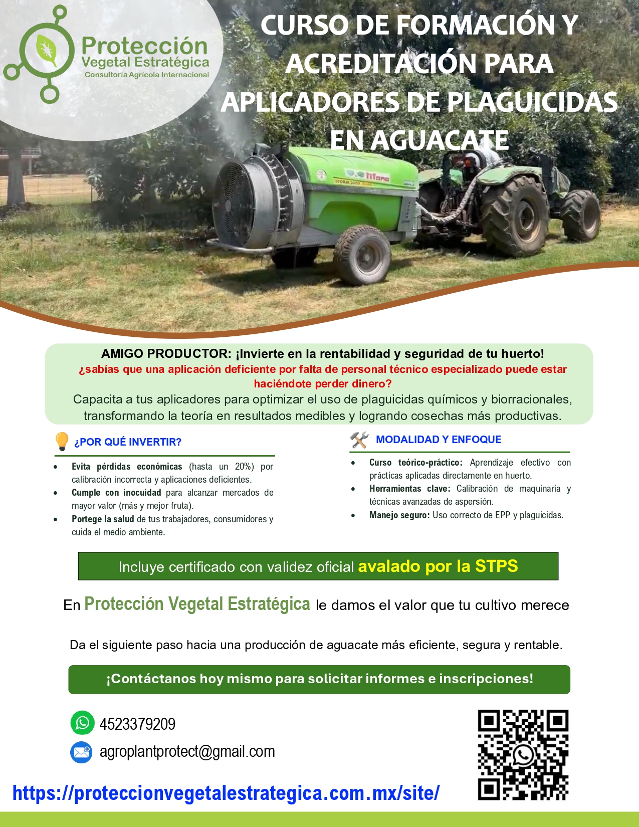 CURSO DE FORMACIÓN Y ACREDITACIÓN PARA APLICADORES DE PLAGUICIDAS EN AGUACATE